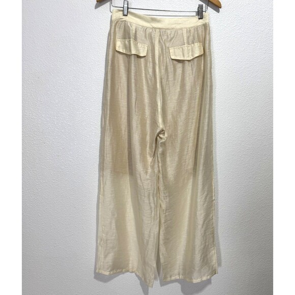 Mouggan Womens Ivory Hemp Blend Semi Lined Formal/Dress Wide Leg Pants Large NWT - Picture 5 of 15
